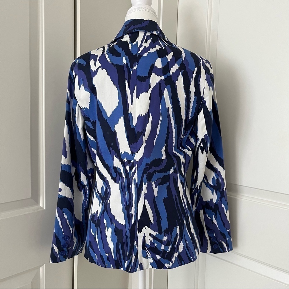 Chico’s Animal Print Blazer – Blue Purple Structured Statement Jacket, US Small - Picture 9 of 16